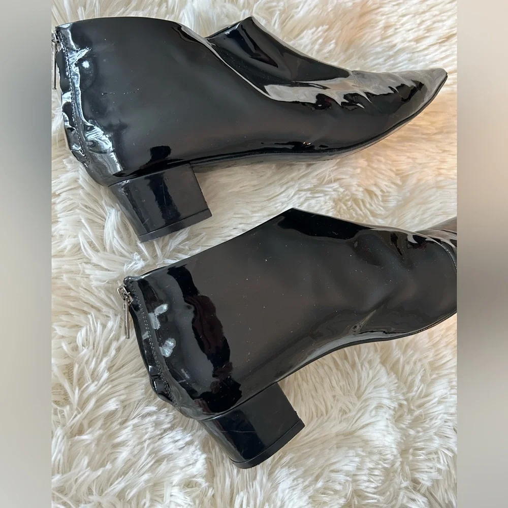 Black Patent Leather Ankle Boots Size 8 - Picture 8 of 9
